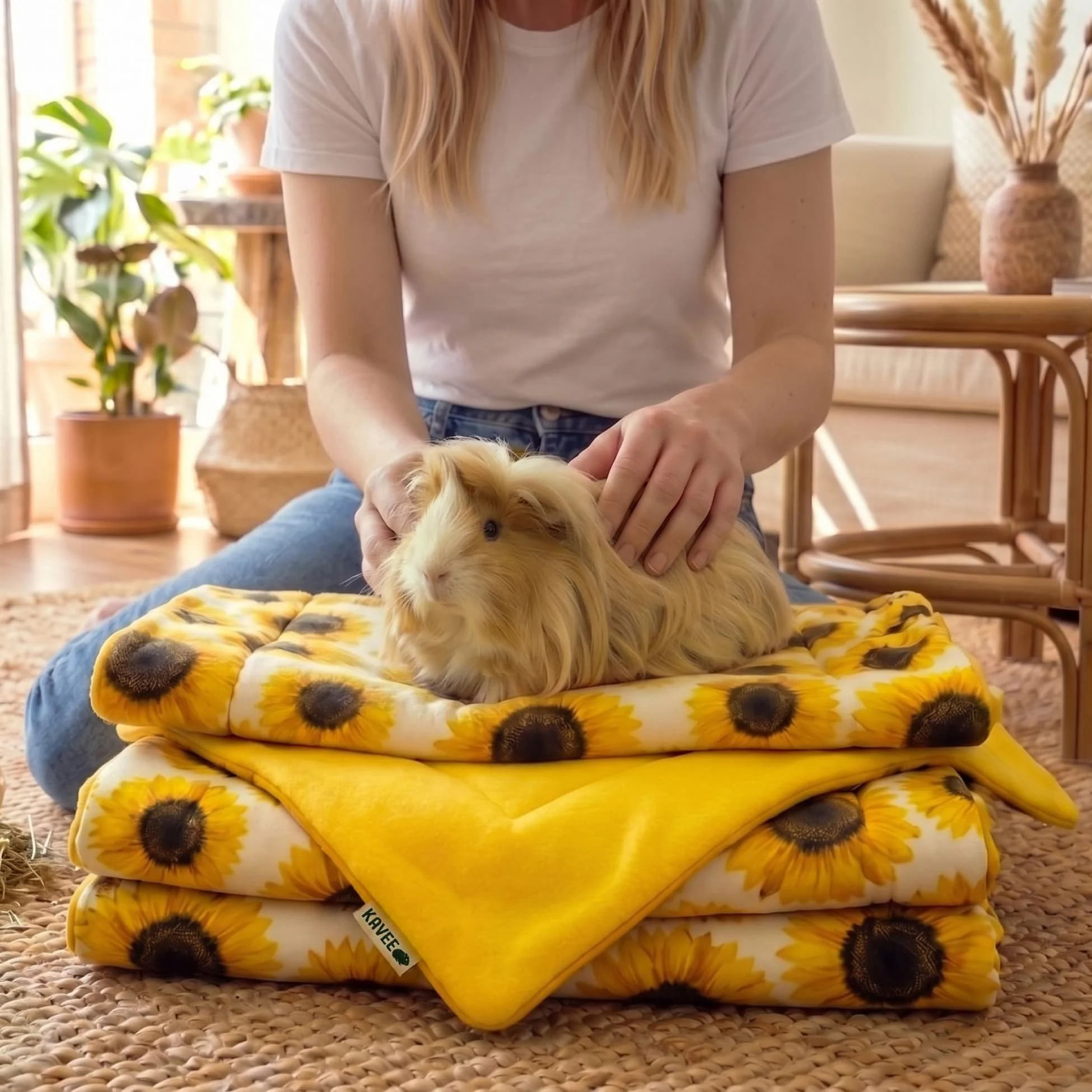 Set of 2 Plush Fleece Liner for Guinea Pigs | Sunflower Collection - Image 10