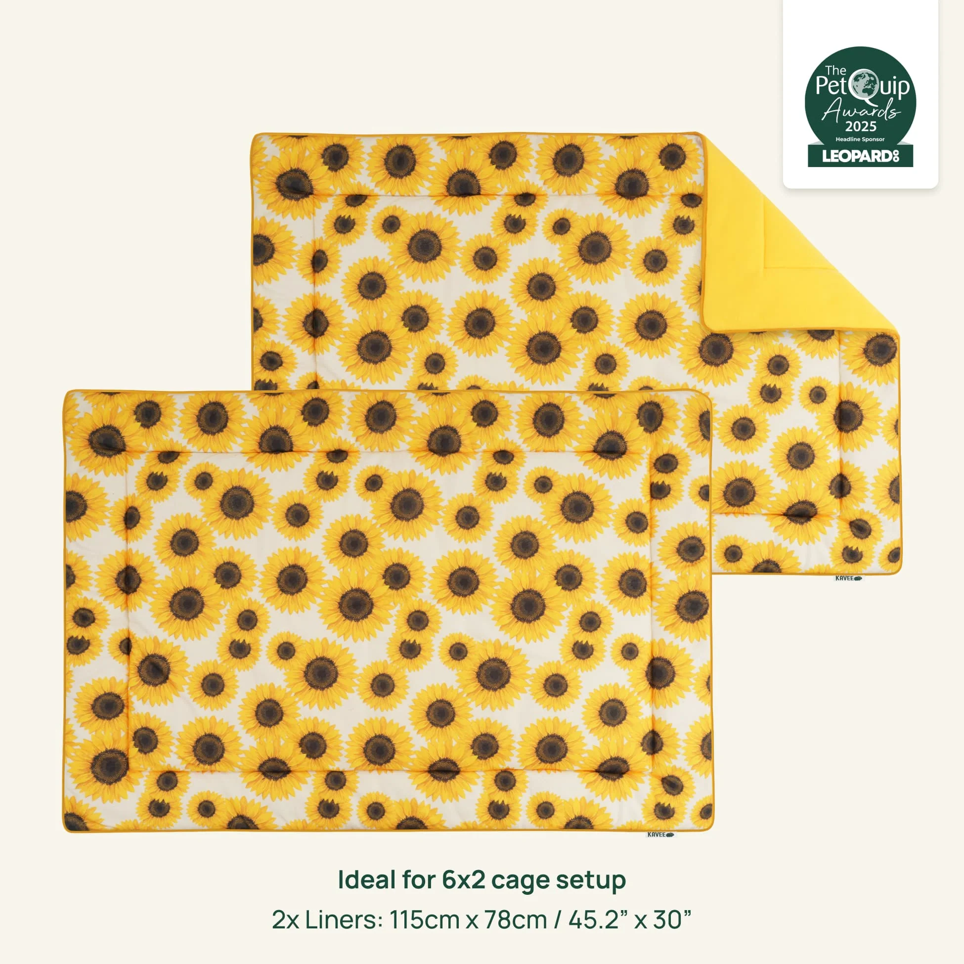 Set of 2 Plush Fleece Liner for Guinea Pigs | Sunflower Collection - Image 3